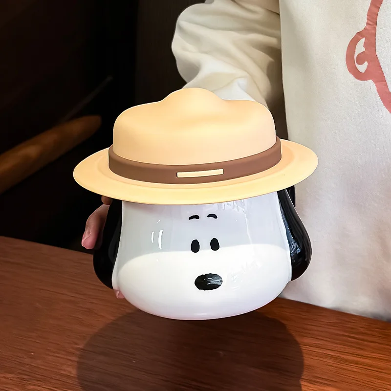 스누피 밀짚모자 디자인 세라믹 머그컵 (뚜껑과 손잡이  - Anime Merchandise Mugs 리뷰 및 가격